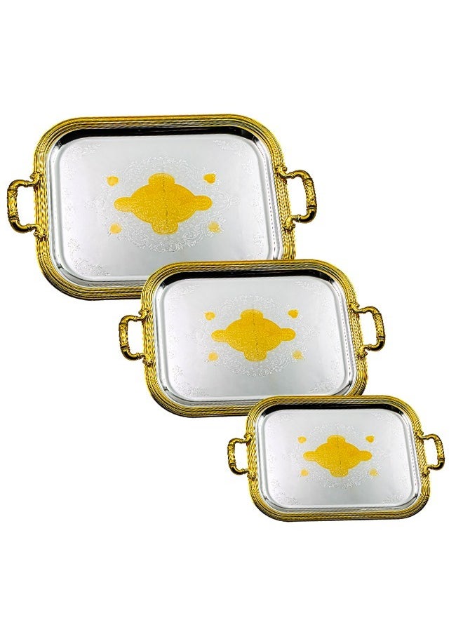 BASURRAH 3 Pieces Steel Serving Tray Set  - Image 1