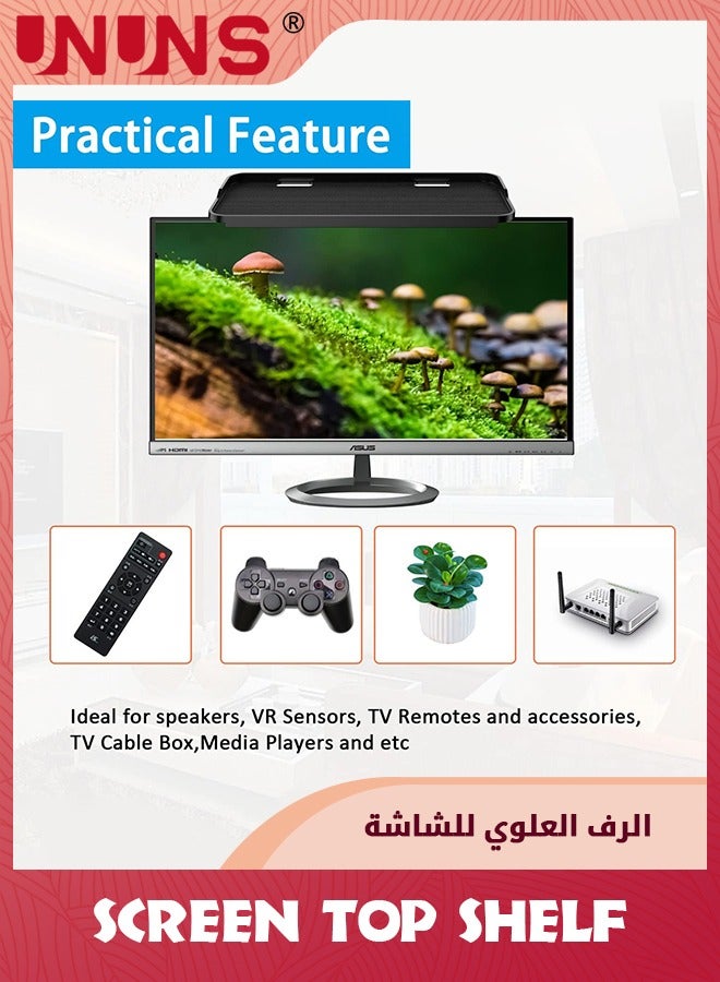 UNUNS Top TV Monitor Shelf,Multifunctional Headboard Cable Box Holder,Ideal For Behind Computer,DVD Player And Television Screen Stand Mount With Shelves - Image 5