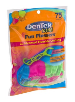 Dentek DenTek Kids Fun Flossers, Removes Food & Plaque, Wild Fruit Flavored Floss Picks, 75 Count, 6 Pack  - Image 2