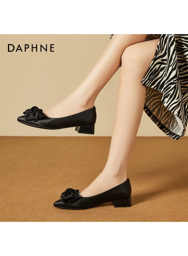 Daphne Women's Pointed Flat Shoes Spring Summer Bow Fairy Loafers Black Size 39 - Image 4