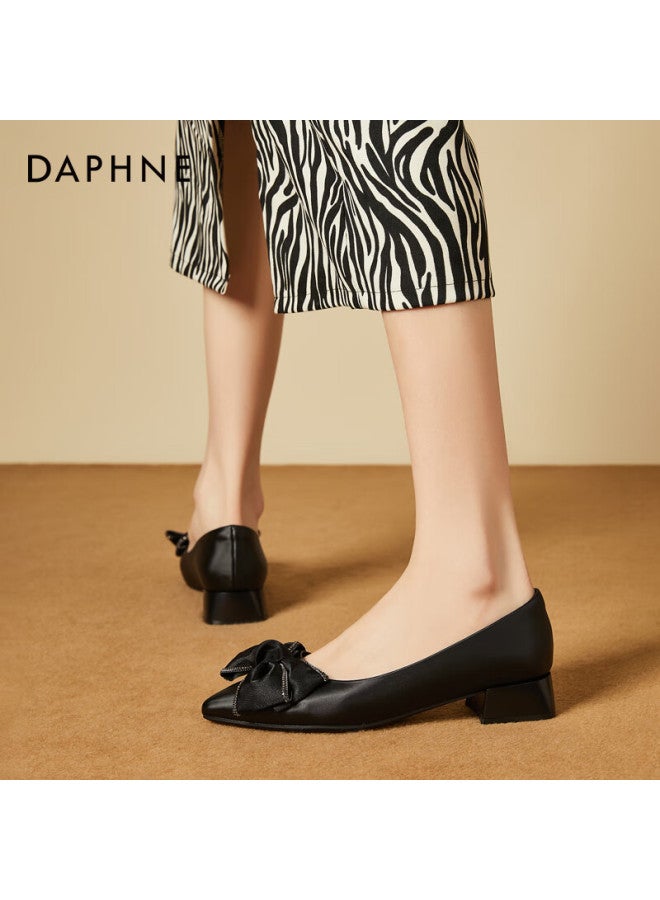 Daphne Women's Pointed Flat Shoes Spring Summer Bow Fairy Loafers Black Size 39 - Image 2