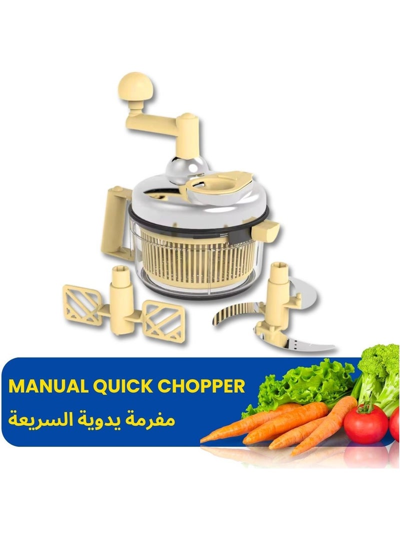 ARTC ARTC Multifunctional Vegetable Cutter And Garlic Grinder Perfect For Mashing, Crushing, And Chopping Fruits And Vegetables, Manual Kitchen Gadget For Easy Preparation Beige  - Image 1