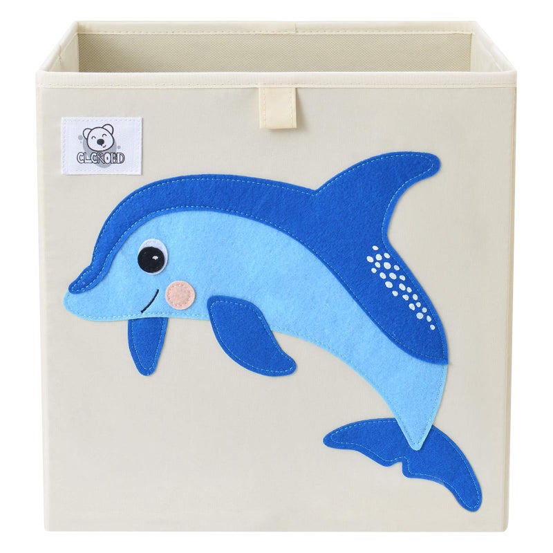 CLCROBD Foldable Animal Cube Storage Bins Fabric Toy BoxChestOrganizer for ToddlerKids Nursery Playroom 13 inch Dolphine