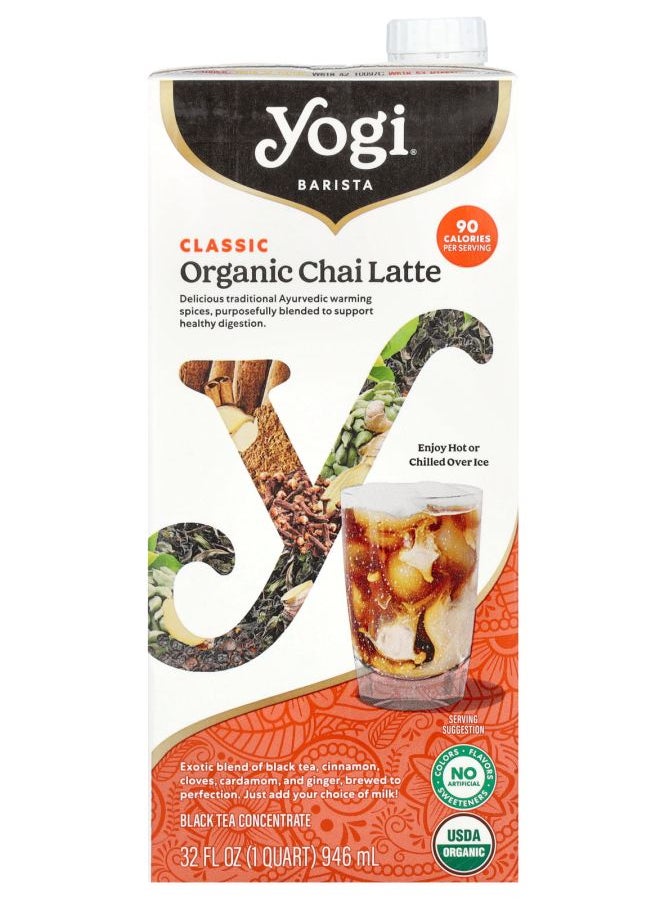 Yogi Tea Barista Organic Chai Latte Black Tea Concentrate Classic 32 fl oz (946 ml) 