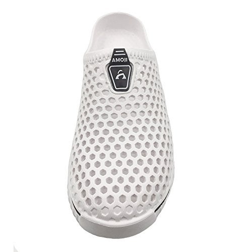 Amoji Garden Clogs Shoes Shower Sandals Yard Beach Plastic Rubber Summer 1702 White Size 8 Womenn/6 Men - Image 2