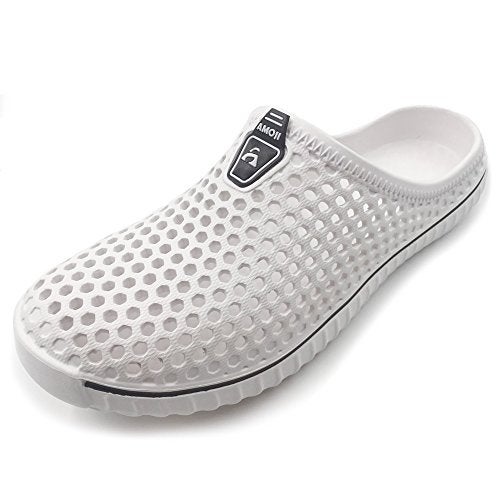 Amoji Garden Clogs Shoes Shower Sandals Yard Beach Plastic Rubber Summer 1702 White Size 8 Womenn/6 Men - Image 1