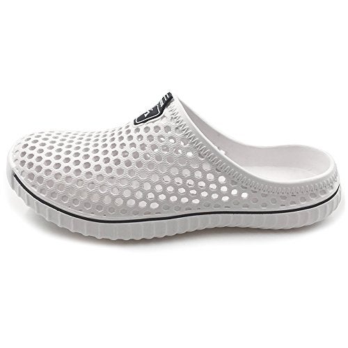 Amoji Garden Clogs Shoes Shower Sandals Yard Beach Plastic Rubber Summer 1702 White Size 8 Womenn/6 Men - Image 3