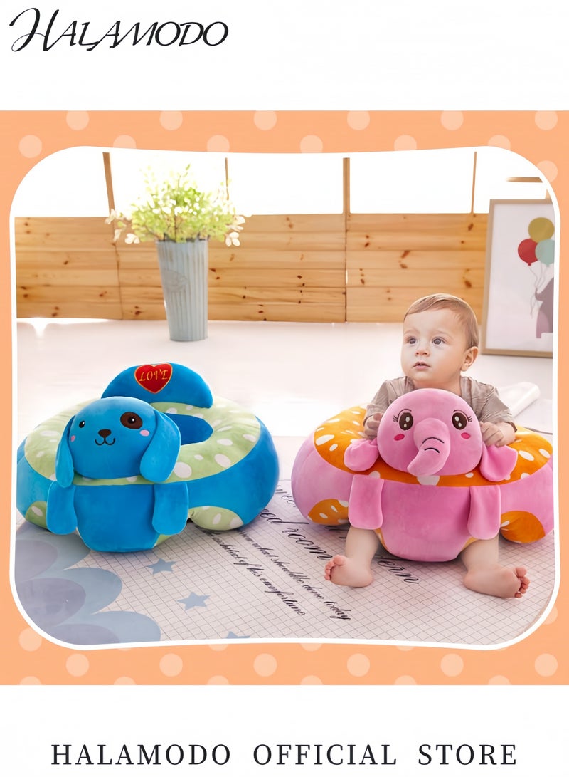 HALAMODO Cartoon Plush Velvet Fabric Baby Floor Seat Soft and Comfortable Support Chair for Toddlers Portable Infant Sitting Aid for 3-24 Months Cute Animal Designs for Boys and Girls - Image 3