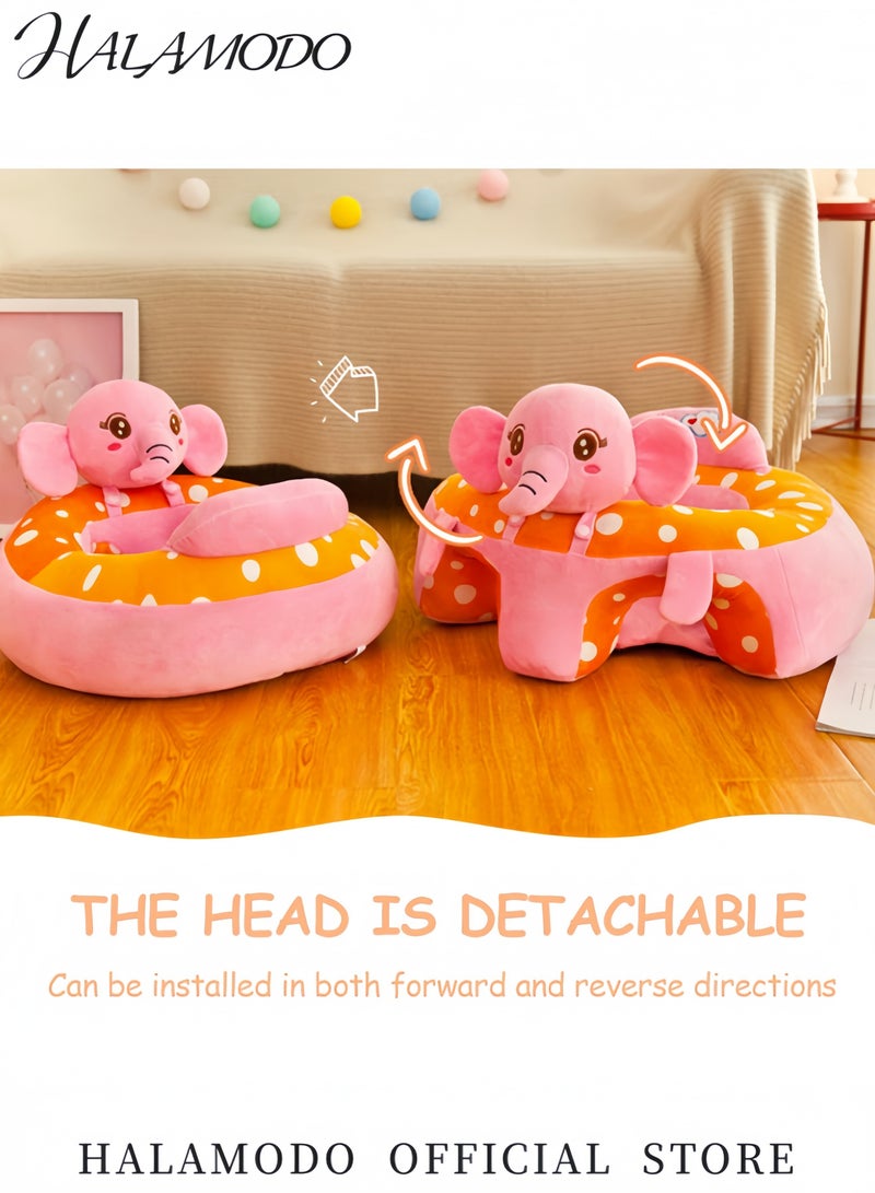 HALAMODO Cartoon Plush Velvet Fabric Baby Floor Seat Soft and Comfortable Support Chair for Toddlers Portable Infant Sitting Aid for 3-24 Months Cute Animal Designs for Boys and Girls - Image 4