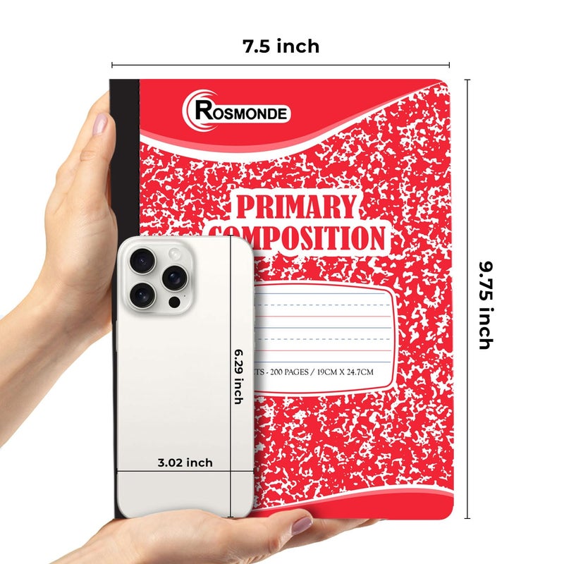 Rosmonde 5 Pack Primary Composition Notebook, 200 Pages (100 Sheets), Drawing Story Journal Writing Notebook, 9-3/4 x 7-1/2, Primary Composition Notebooks, Grades K-2, With Header For Drawing - Image 3