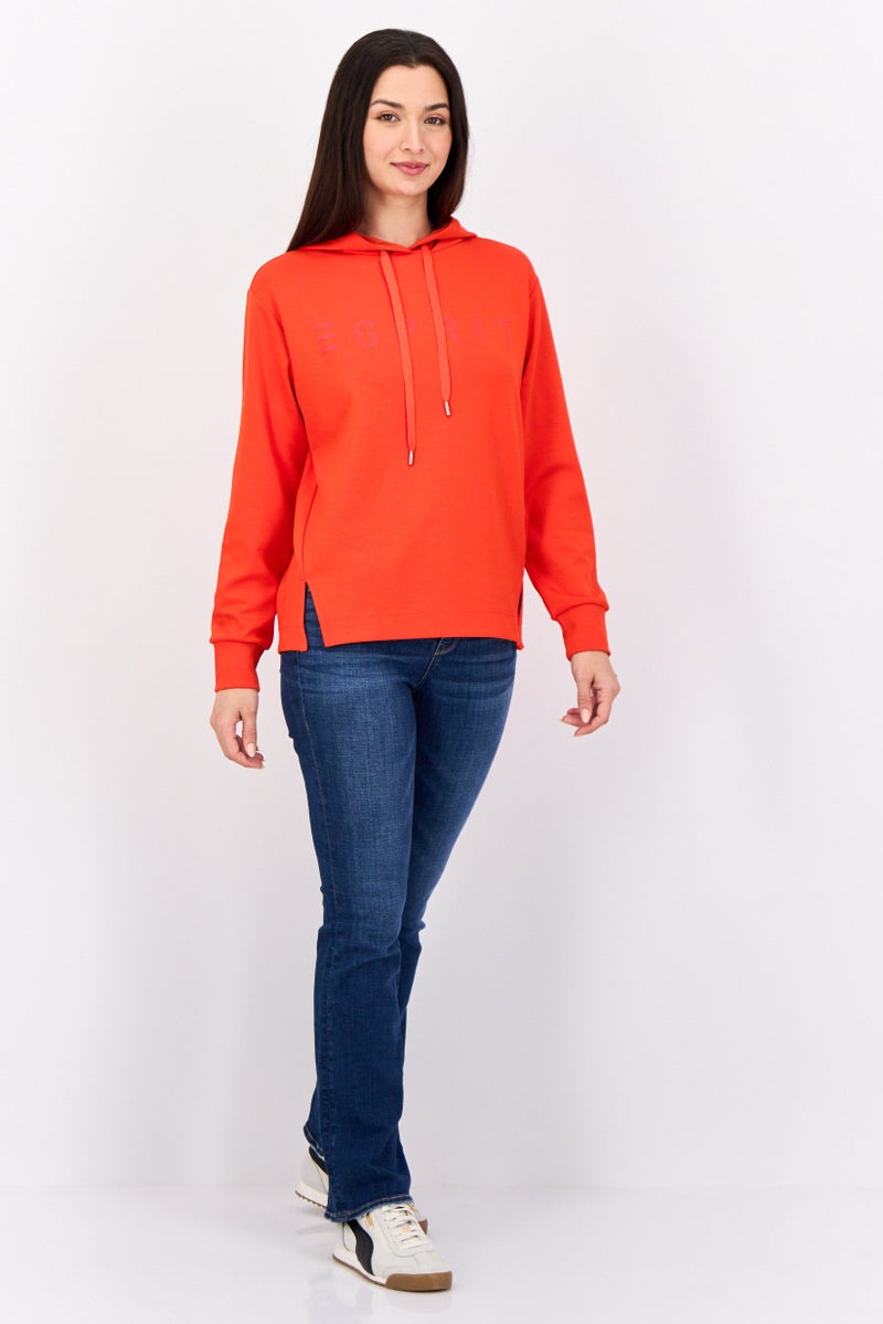 ESPRIT سويت شيرت بقلنسوة بأكمام طويلة من ماركة النساء، أحمر - Image 2