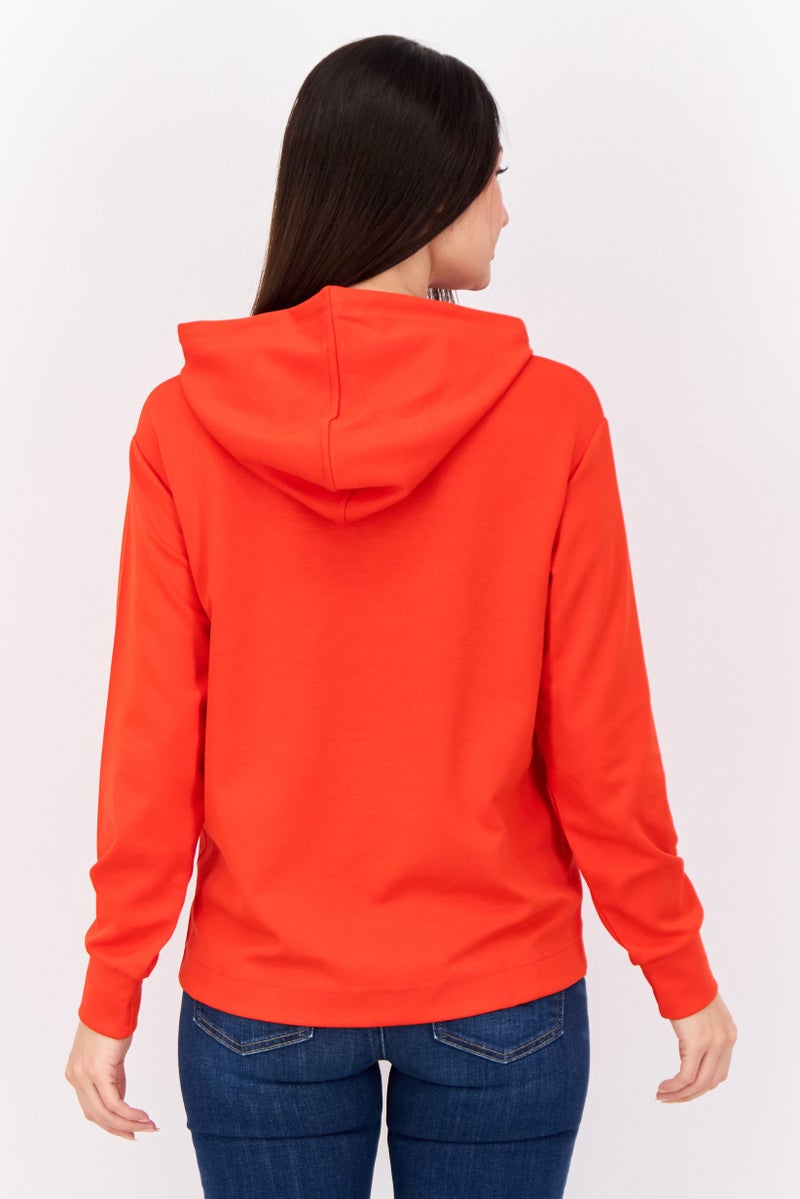 ESPRIT سويت شيرت بقلنسوة بأكمام طويلة من ماركة النساء، أحمر - Image 3