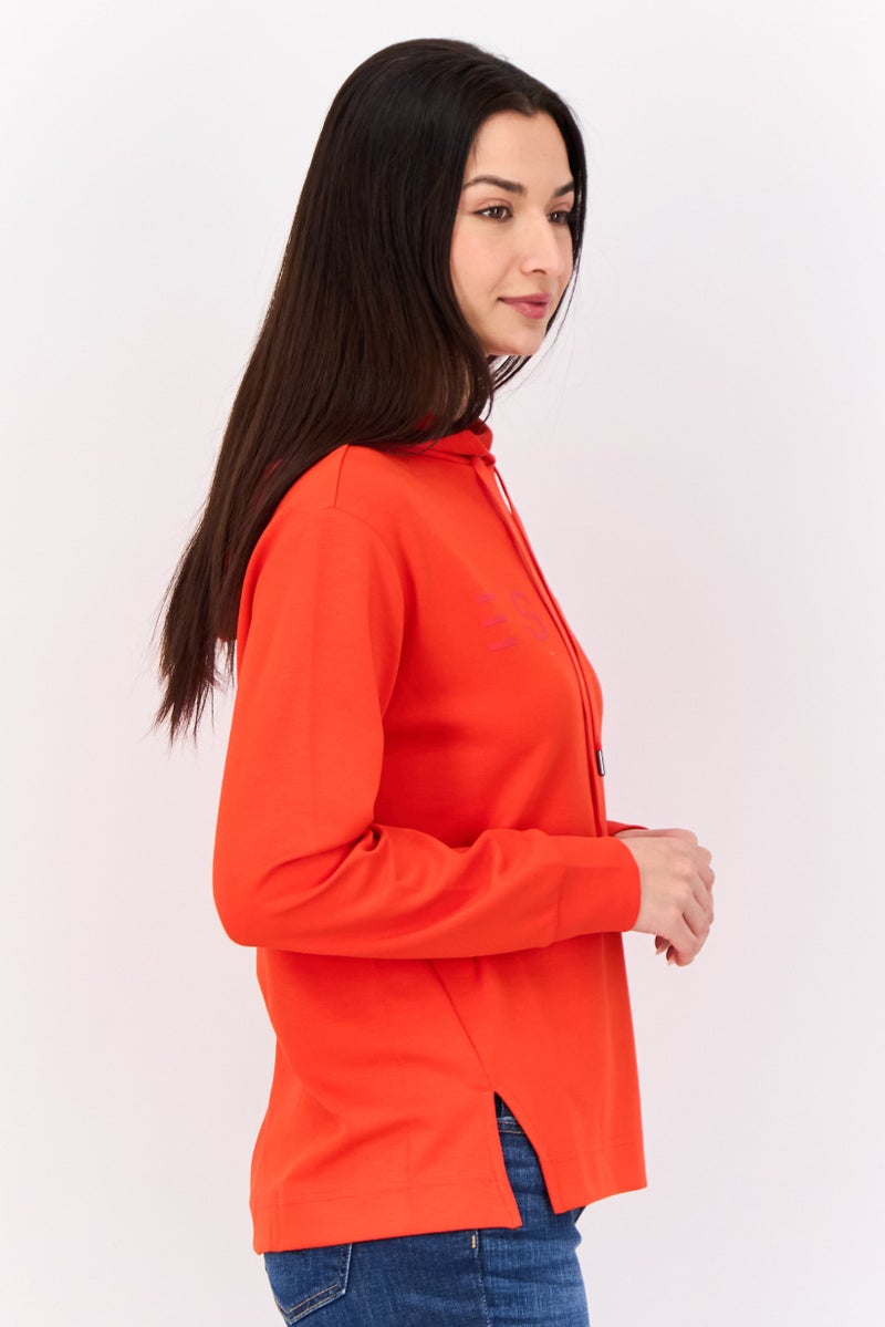 ESPRIT سويت شيرت بقلنسوة بأكمام طويلة من ماركة النساء، أحمر - Image 4