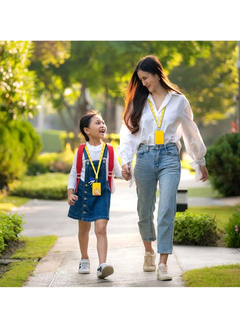 عام حافظة بطاقة تعريف لطيفة مع حزام عنق، حافظة بطاقات كرتونية متينة من جلد PU، تحتوي على جيب بسحّاب، محفظة مع حلقة مفاتيح، وحزام عنق، مناسبة للطلاب، المراهقين، والموظفين - Image 5