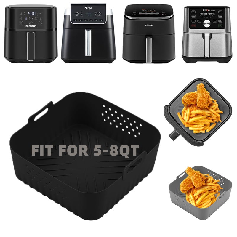 LYHOLKEER Air Fryer Liners Silicone for Chefman 6 QT,Instant Pot Vortex Plus 6QT XL,2PCS Square Air Fryer Silicone Basket Reusable for Ninja/Sweetcrispy/COSORI and Other 5-8QT,Airfryer Accessories - Image 1