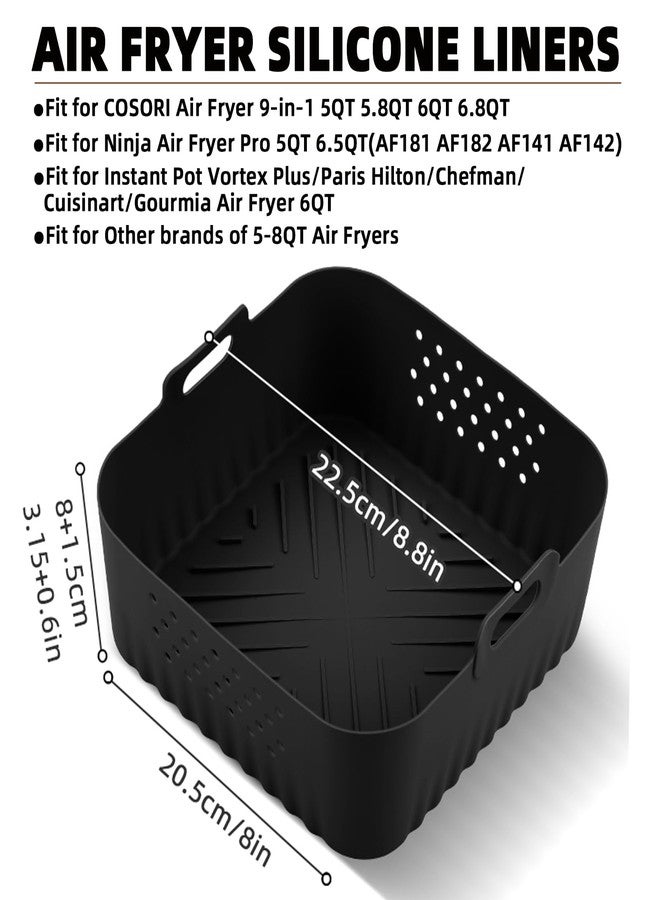LYHOLKEER Air Fryer Liners Silicone for Chefman 6 QT,Instant Pot Vortex Plus 6QT XL,2PCS Square Air Fryer Silicone Basket Reusable for Ninja/Sweetcrispy/COSORI and Other 5-8QT,Airfryer Accessories - Image 2