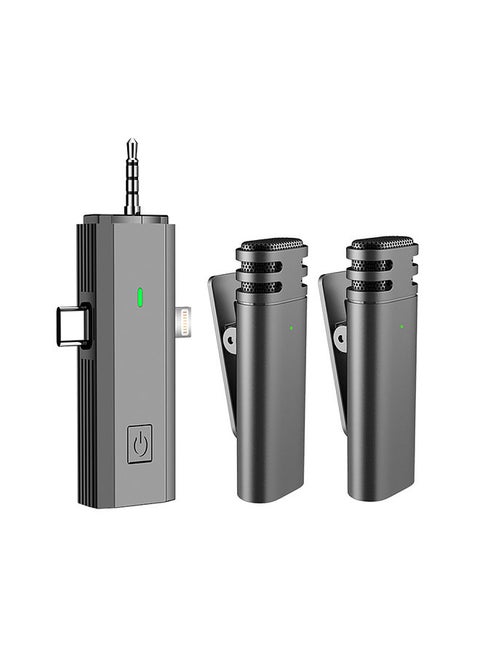 Mini Wireless Lavalier Microphone 3 in 1 Receiver for Mobile Phone 360° Omnidirectional Lapel Mic Noise Reduction Compatible with Type-C Android Smartphone Tablet