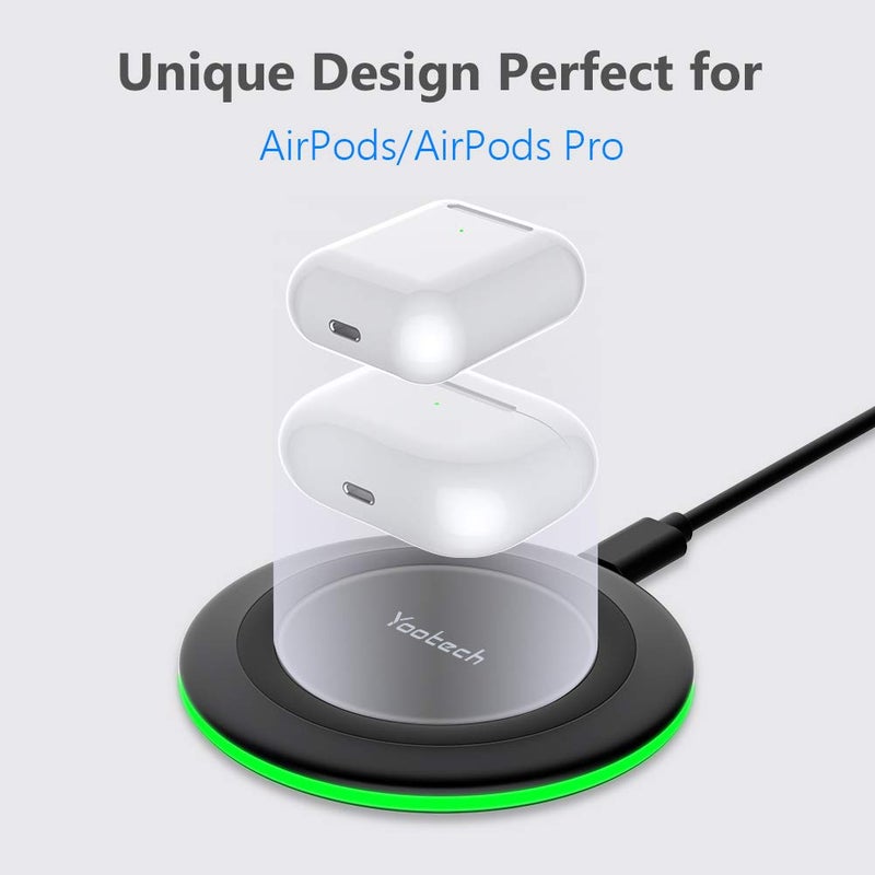 Yootech Yootech Wireless Charger,10W Max Fast Wireless Charging Pad Compatible with iPhone 16/16 Plus/16 Pro Max/15/14/13/SE 2022/12/11/X/8,Samsung Galaxy S22/S21/S20,for AirPods Pro 2(No AC Adapter)  - Image 3