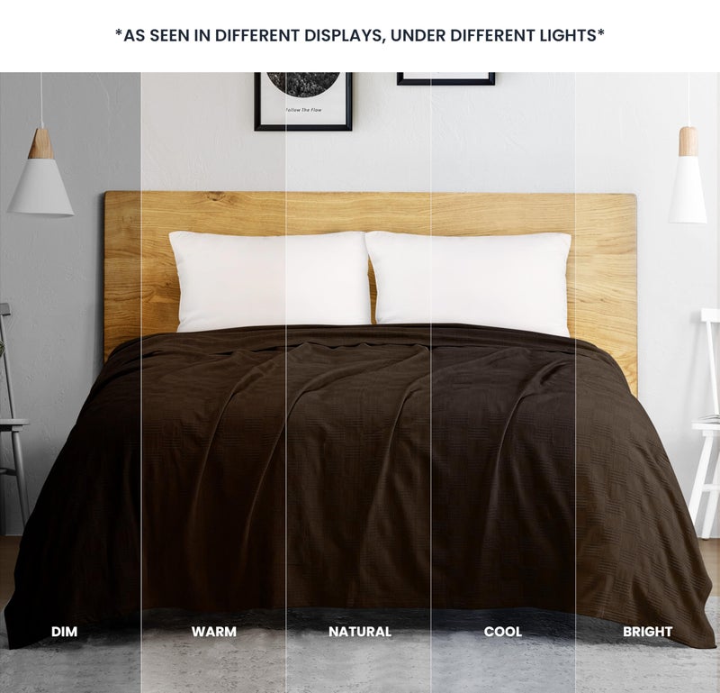 Utopia Bedding Brown 100% Cotton Blanket [Twin Size - 90x72 Inch] 350GSM Lightweight, Soft and Breathable Thermal Blanket for All Seasons - Image 3
