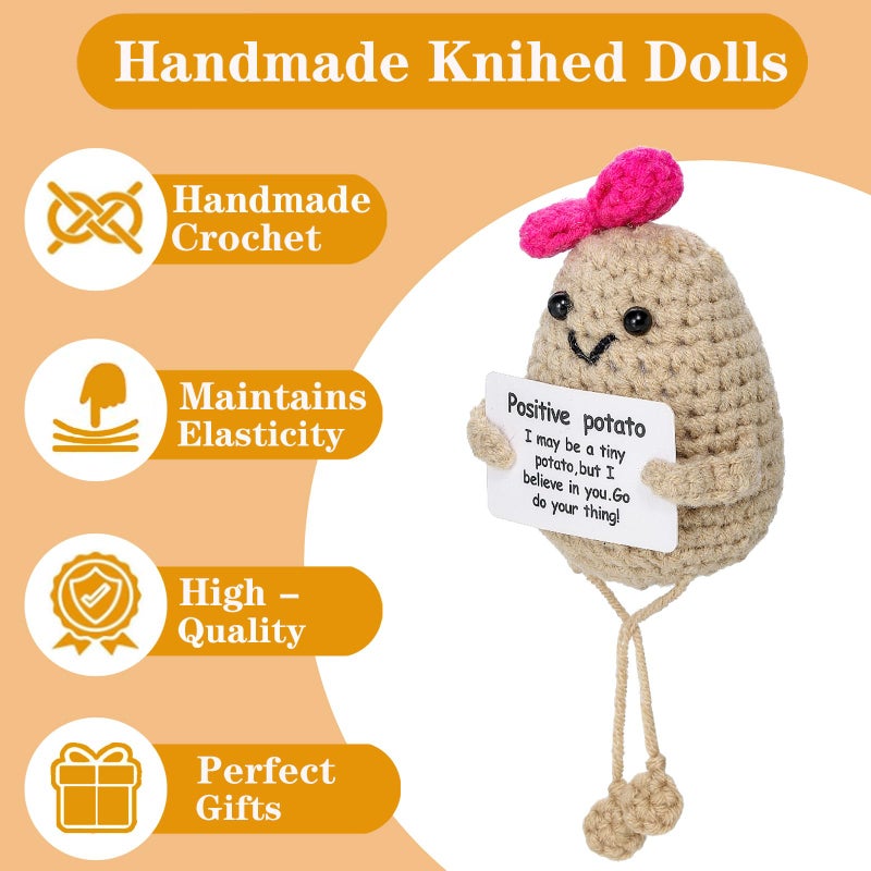 Rumhut Inspirational Gifts for Women Crochet Handmade Gifts for Girlfriend Funny Positive Potato Christmas Stocking Stuffers (Ms. Potato) - Image 2