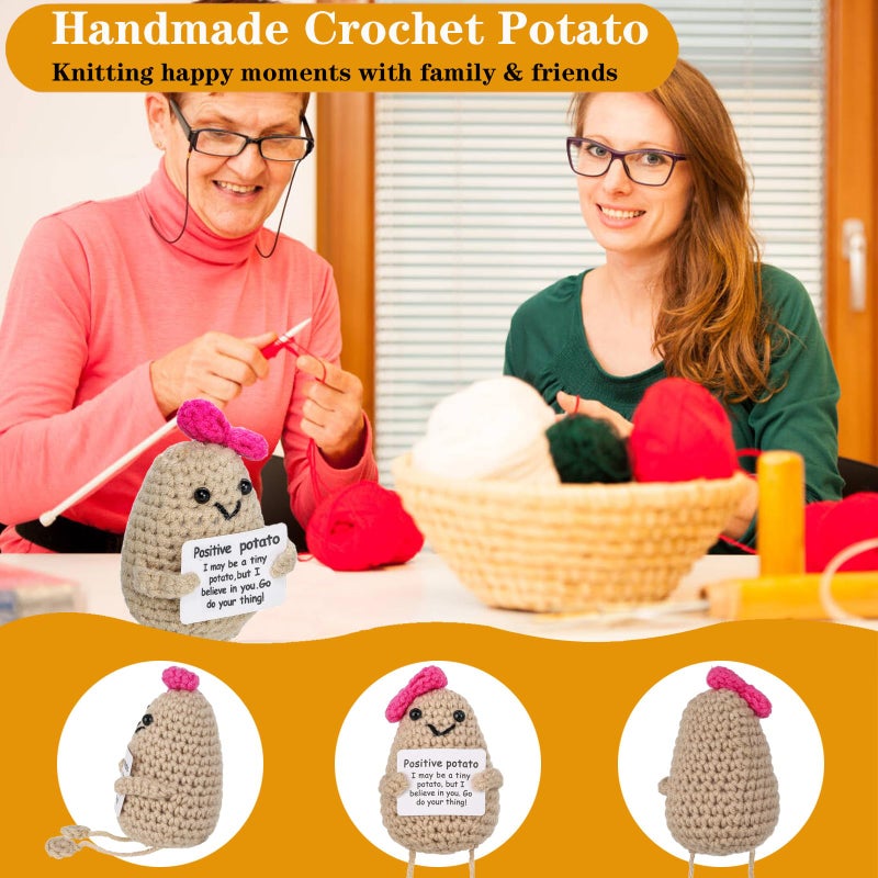 Rumhut Inspirational Gifts for Women Crochet Handmade Gifts for Girlfriend Funny Positive Potato Christmas Stocking Stuffers (Ms. Potato) - Image 4