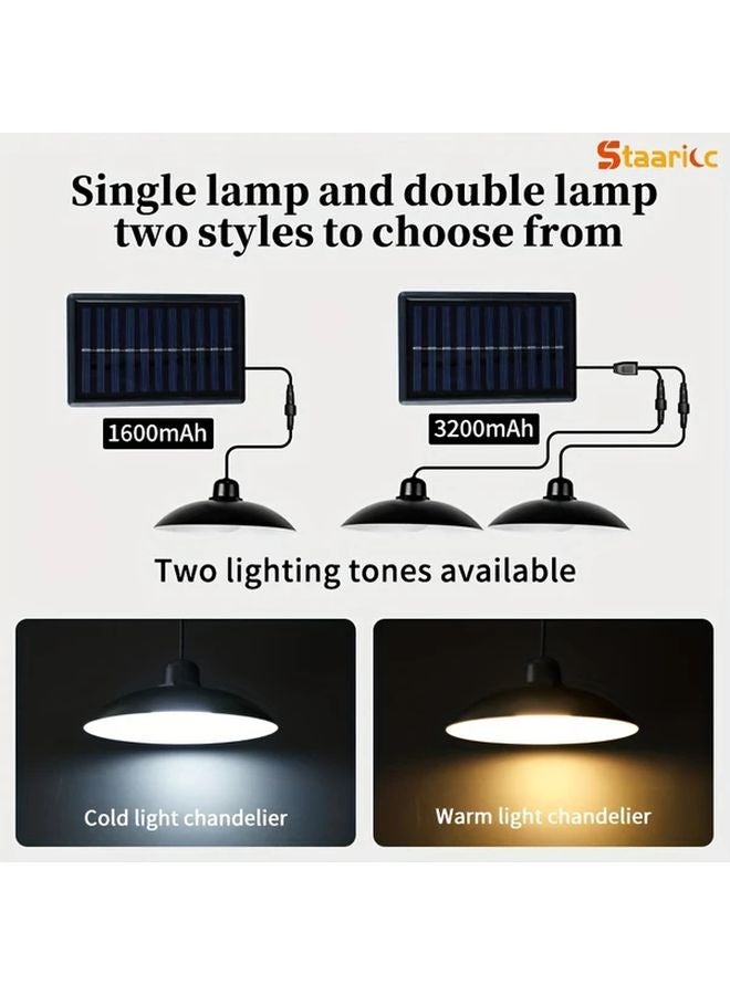 Staaricc Solar Pendant Light Warm White Double Bulbs Dimmable Remote Control Indoor Outdoor - Image 5