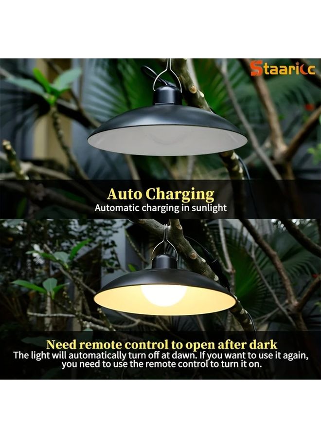 Staaricc Solar Pendant Light Warm White Double Bulbs Dimmable Remote Control Indoor Outdoor - Image 4