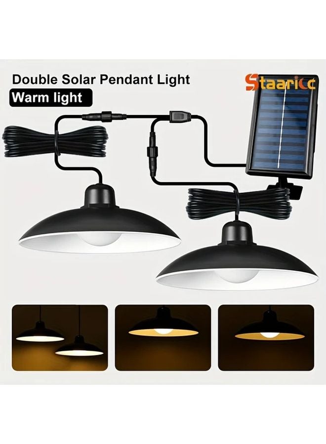 Staaricc Solar Pendant Light Warm White Double Bulbs Dimmable Remote Control Indoor Outdoor - Image 1