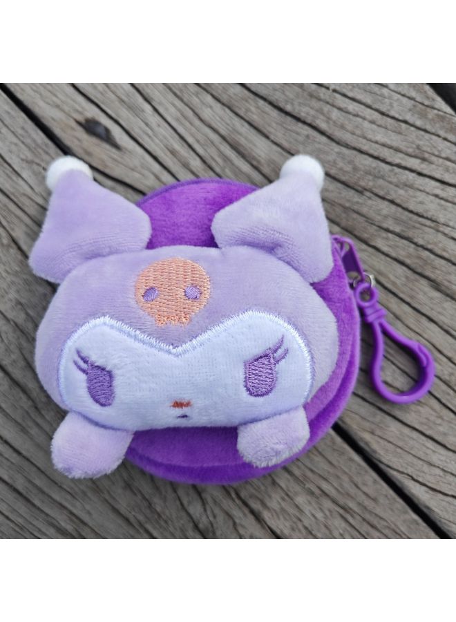 Cartoon Plush Cute Keychain Coin Purse With Zipper, Portable Mini Pouch Student Card Holder Earphone Bag