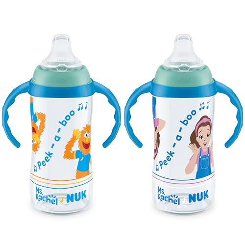 NUK Learner Cup, Ms. Rachel, 10 oz, 8+ Months, 2 pack – Soft Spout, Easy-Grip Handles, BPA Free, Spill Proof Transition Sippy Cup - Image 1