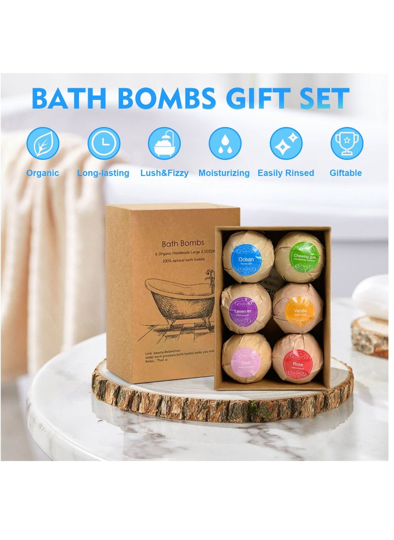 SKY-TOUCH Bath Bombs 6 Pack Large Organic and Natural Essential Oil Handmade Gift Set to Moisturize Dry Skin  - Image 4