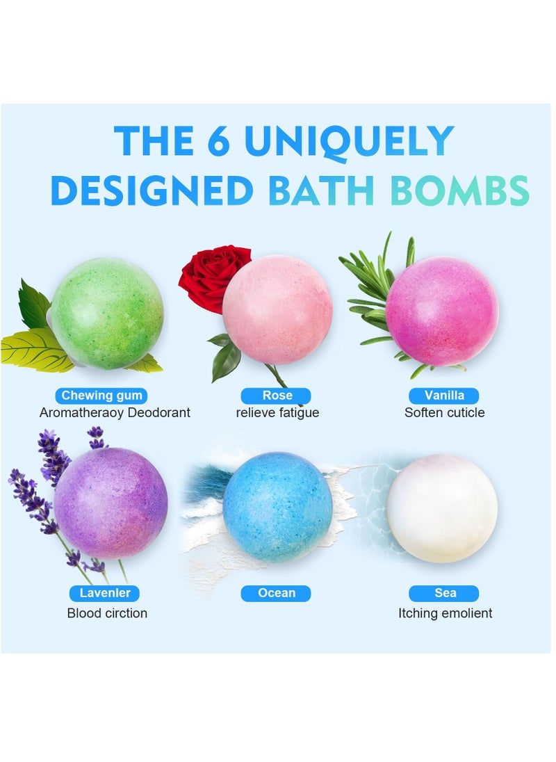 SKY-TOUCH Bath Bombs 6 Pack Large Organic and Natural Essential Oil Handmade Gift Set to Moisturize Dry Skin  - Image 3