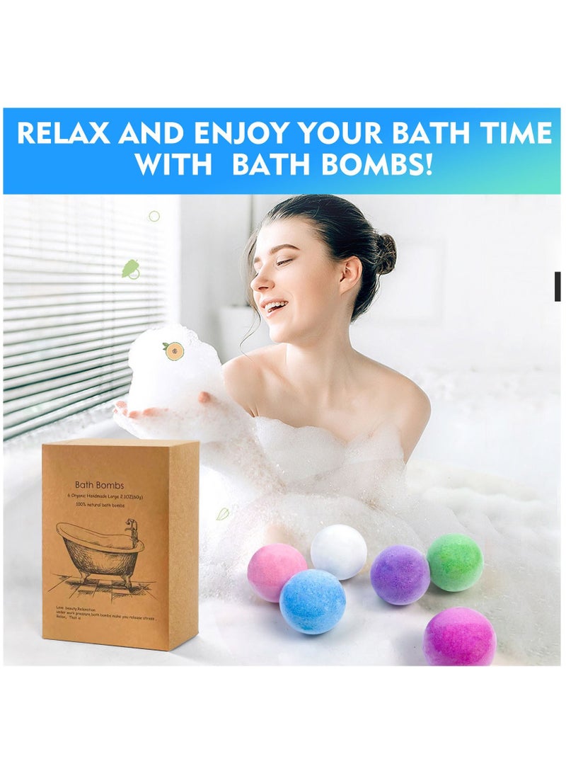 SKY-TOUCH Bath Bombs 6 Pack Large Organic and Natural Essential Oil Handmade Gift Set to Moisturize Dry Skin  - Image 5