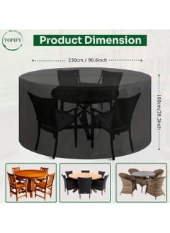Topify TOPIFY Round Patio Furniture cover, Oxford Material 210D Table Cover, Outdoor Furniture Cover Waterproof, UV Resistant- 230 x 100 cm  - Image 2