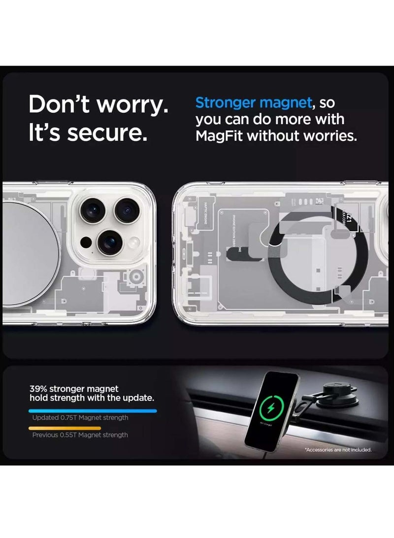 Techie حافظة آيفون 15 برو ماكس ماغسيف – سبجن ألترا هايبرد زيرو وان ماغ فيت مع حلقة معدنية – تصميم رفيع قابل للتفكيك – متوافقة مع الشحن اللاسلكي وملحقات ماغسيف – أبيض/رمادي - Image 3