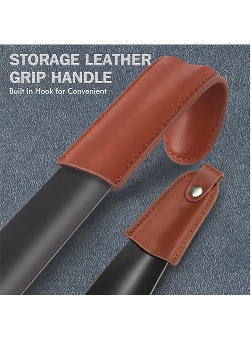Apustim 2 Pieces Metal Shoe Horn，42cm And 17cm Long Handle Shoe Horn Lazy Shoe Horn With Leather Handle，Extra Long Shoe Horn，Small Boot Horn For Men Women Elderly - Image 5