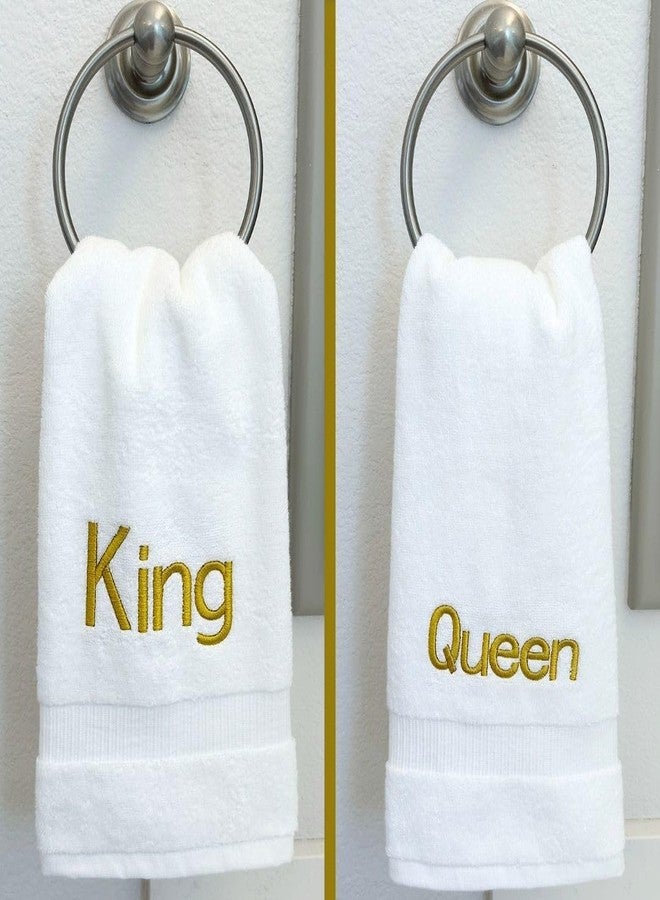 Decorvo Gold Monogrammed Hand Towels for Bathroom - Luxury Hotel Quality Personalized Initial Decorative Embroidered Towel for Powder Room, Spa - GOTS Organic Certified - King and Queen - Image 3