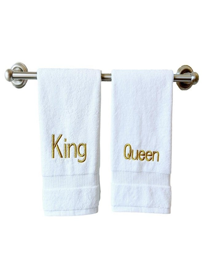Decorvo Gold Monogrammed Hand Towels for Bathroom - Luxury Hotel Quality Personalized Initial Decorative Embroidered Towel for Powder Room, Spa - GOTS Organic Certified - King and Queen - Image 1