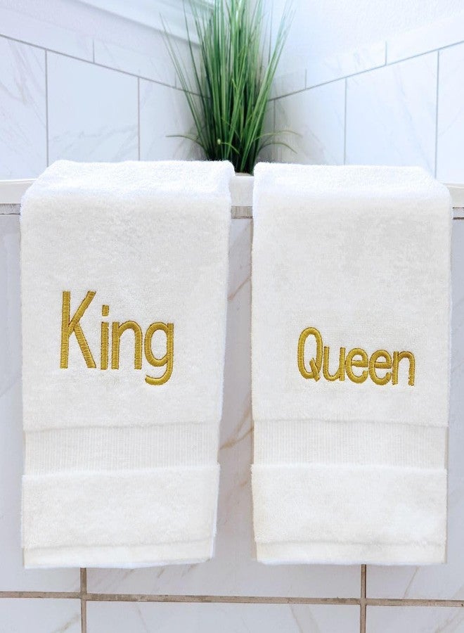 Decorvo Gold Monogrammed Hand Towels for Bathroom - Luxury Hotel Quality Personalized Initial Decorative Embroidered Towel for Powder Room, Spa - GOTS Organic Certified - King and Queen - Image 5