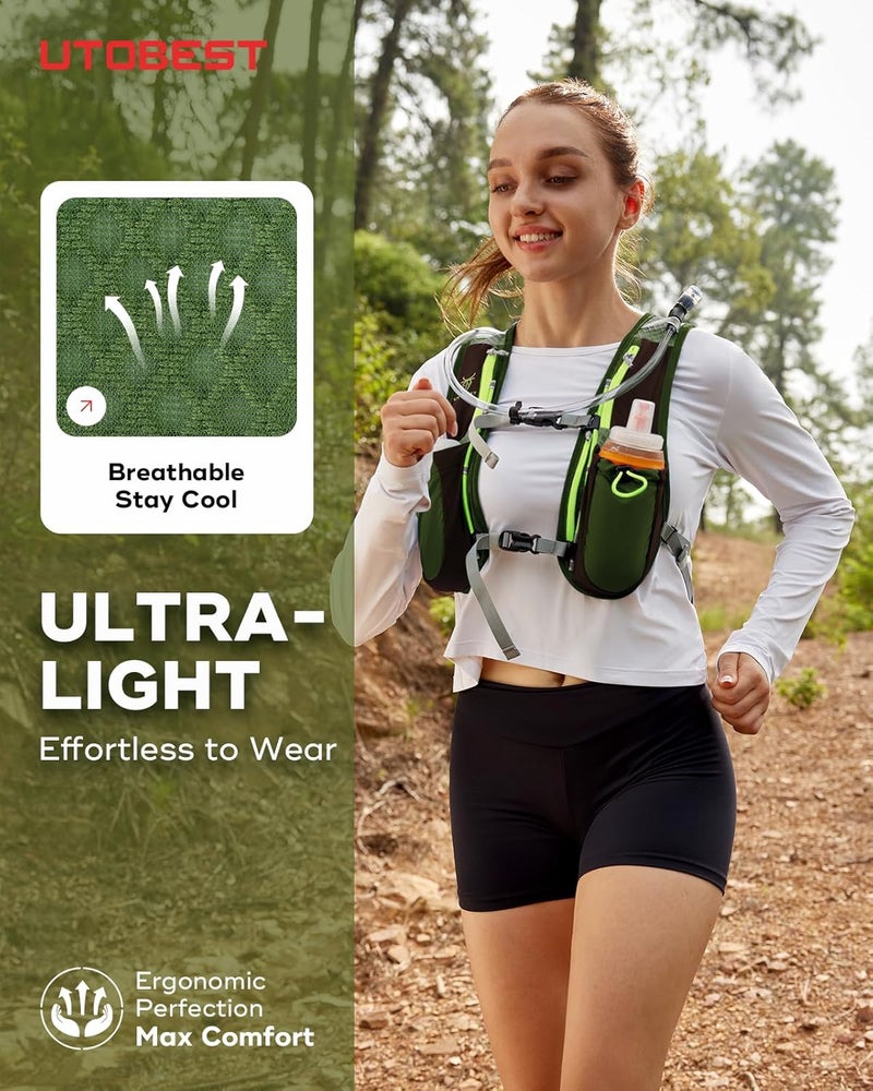 UTOBEST Running Vest, 5L Hydration Vest Lightweight, Breathable and Sweatproof Running Backpack, Adjustable Running Hydration Vest for Trail Running Marathon Race Jogging Cycling - Image 4