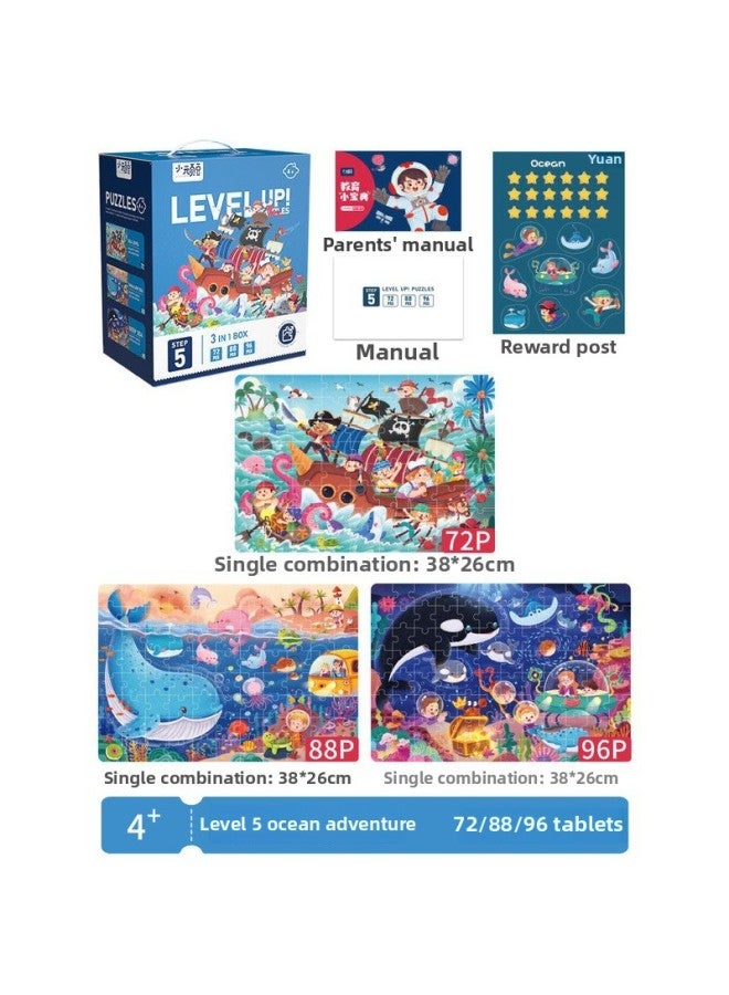 Children's Puzzle Girl Boy 1 Advanced 3 To 6 Years Old 2 Flat Figure 4 Dinosaur 5 Early Childhood Education Baby Toy-Color:【Level 5】 Ocean Exploration (Suggested 4-5.5 Years Old | Including 3 Boxes) - Image 1