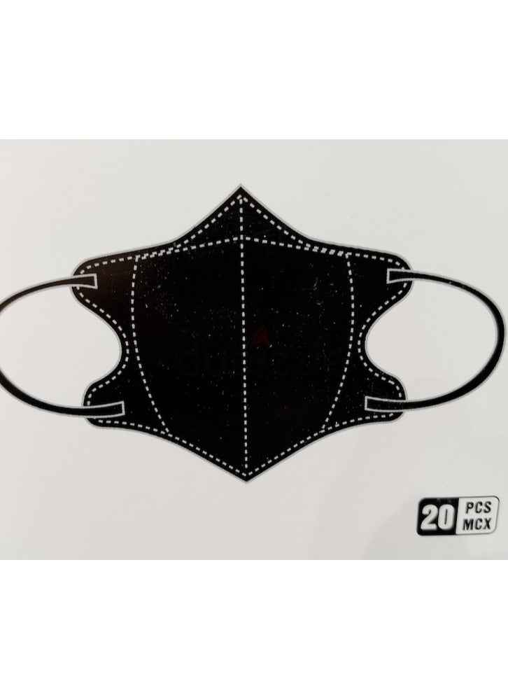 3D Disposable Face Mask Unisex Adults (20 Pieces) Black - Image 2