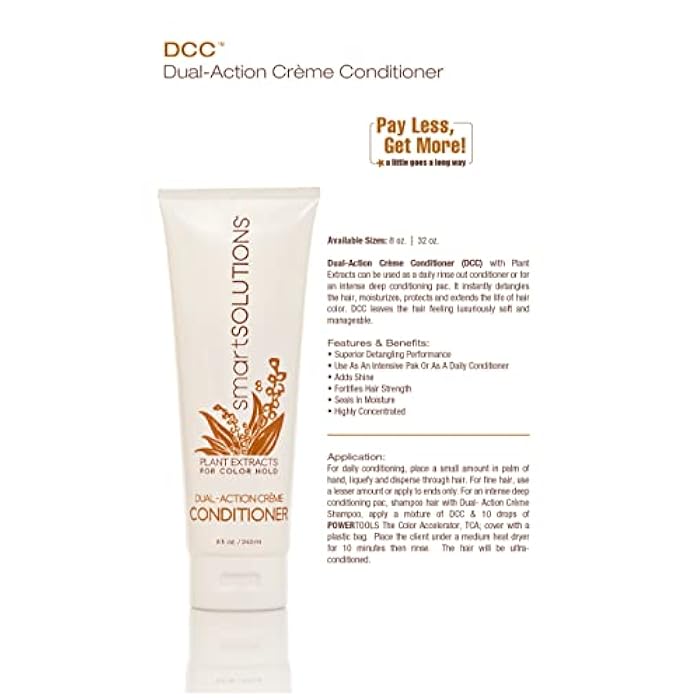 SMART SOLUTIONS Dual-Action Creme Conditioner | Sulfate, Paraben & Sodium Chloride Free| Color Safe & Chemically Treated Hair Safe (8 Fl Oz) - Image 2