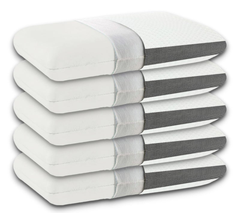 Cushio® Cervical Support Memory Foam Pillow | Size 21"x13"x3" Inches (Pack of 5) | Neck & Shoulder Pain Relief Provide Comfortable Sleep (White & Grey) - Image 1