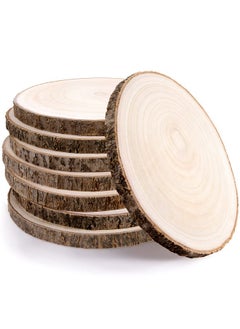 Pllieay Pllieay 8Pcs 8-9 Inch Wood Slices, Natural Wood Slices for Centerpieces Large Unfinished Round Wood Pieces for Ornaments, Wood Circles for Wedding, Table Centerpieces Decor and Other DIY Crafts  - Image 1