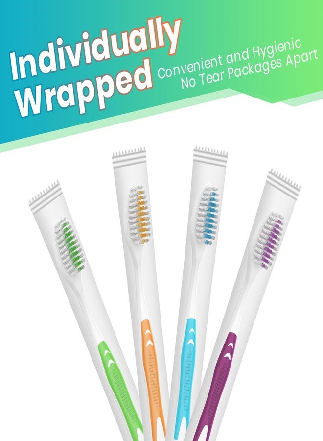 Frekare 100 Pack Individually Wrapped Bulk Toothbrushes for Adults & Kids, Disposable Tooth Brush, Medium Soft Bristles for Travel, Donations, Hotels - Image 3