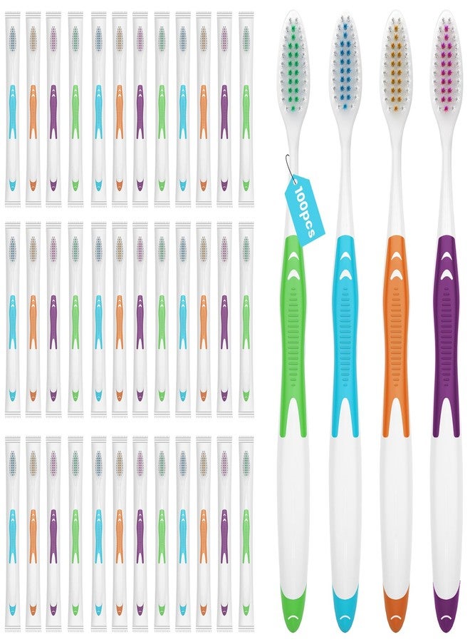 Frekare 100 Pack Individually Wrapped Bulk Toothbrushes for Adults & Kids, Disposable Tooth Brush, Medium Soft Bristles for Travel, Donations, Hotels - Image 1