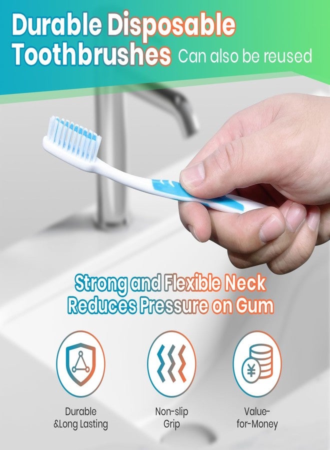 Frekare 100 Pack Individually Wrapped Bulk Toothbrushes for Adults & Kids, Disposable Tooth Brush, Medium Soft Bristles for Travel, Donations, Hotels - Image 5
