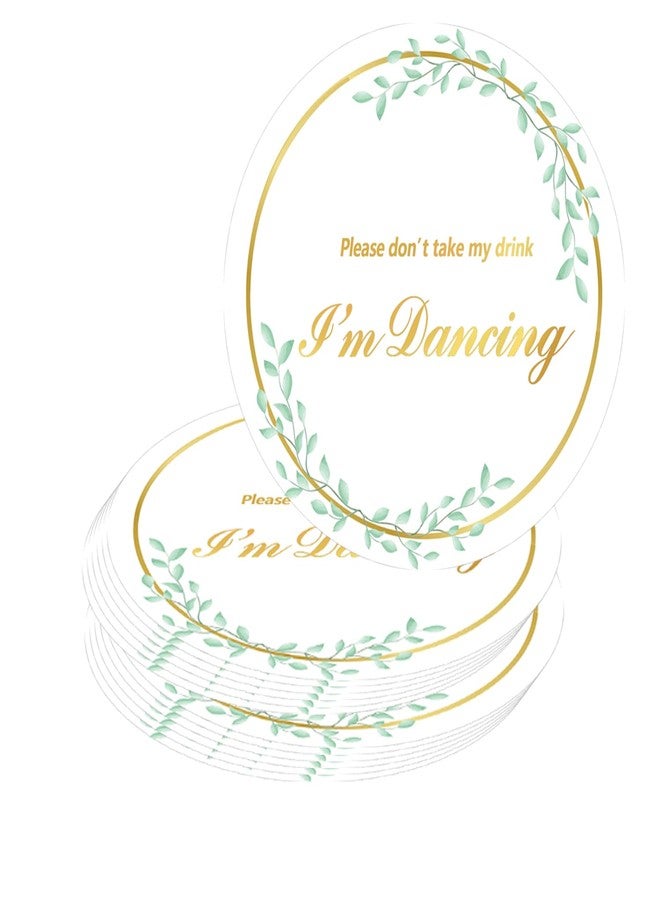 Topabel 60 Pcs Please Don't Take My Drink,4 Inches Gold Foil I'm Dancing Cardboard Beverage Coasters for Birthday Wedding Party - Image 1