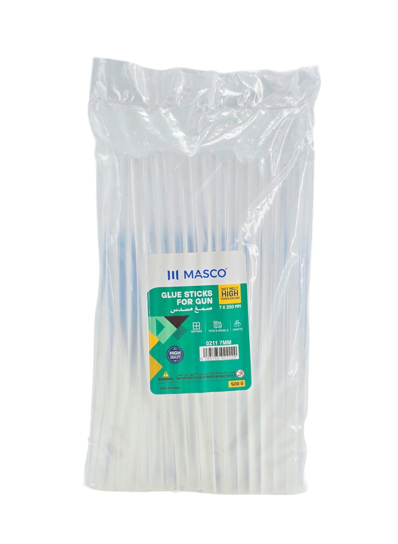 MASCO Hot Melt Glue Sticks 7mm × 200mm, 500g (65 Pieces), High Temperature, For Glue Gun - Image 1